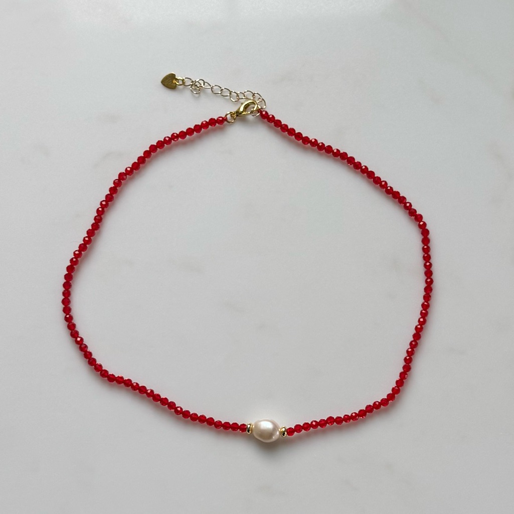 Nwot Tuckernuck Jewelry Red Spinel And Pearl Choker Necklace 125$